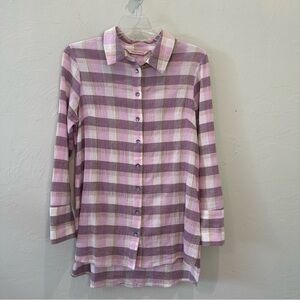 Soft Surroundings Light Purple Plaid Tunic Shirt Size XS
